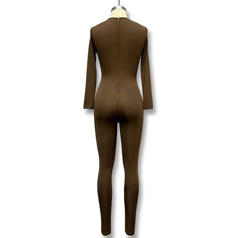 Seraphina Chocolate Brown Long Sleeve Jumpsuit