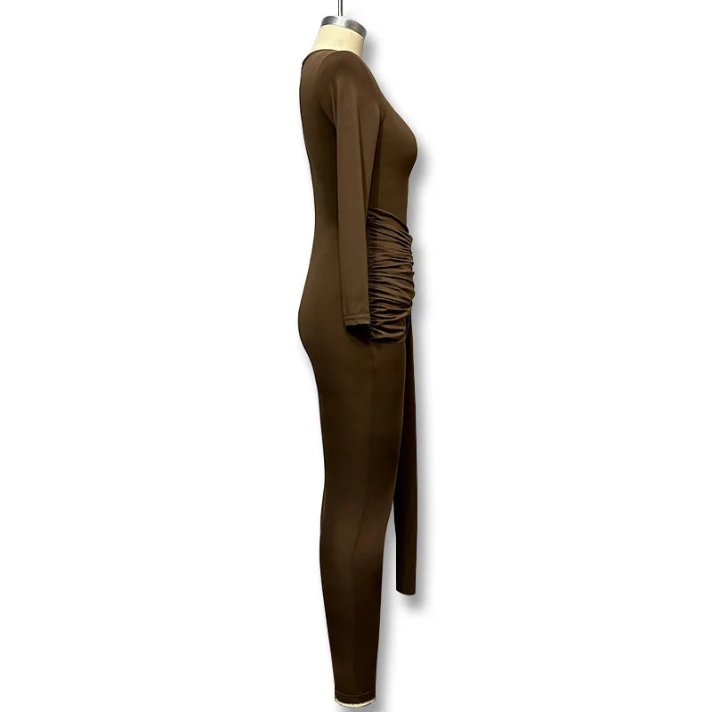 Seraphina Chocolate Brown Long Sleeve Jumpsuit