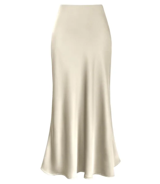 Elara Mid Length Satin Skirt