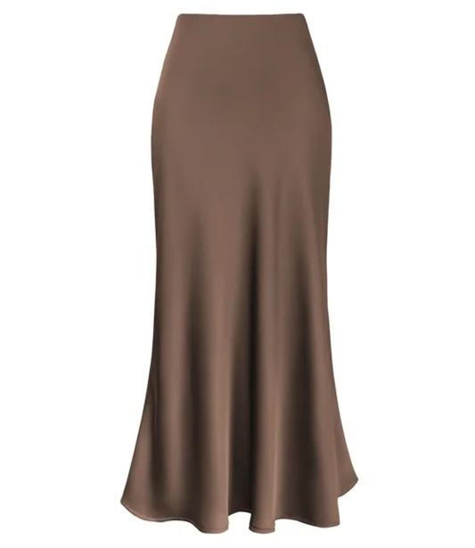 Elara Mid Length Satin Skirt