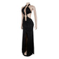 Sloane Key Hole Detailed Backless Halter Dress