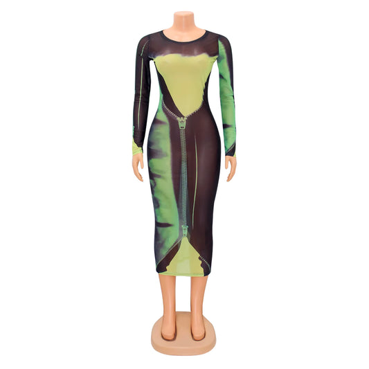 Chyanne Sheer  Long Sleeve Bodycon Dress