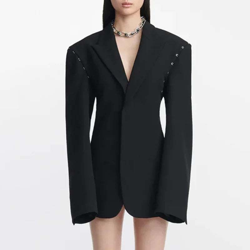 Victoria Oversized RIvet Detailed Blazer