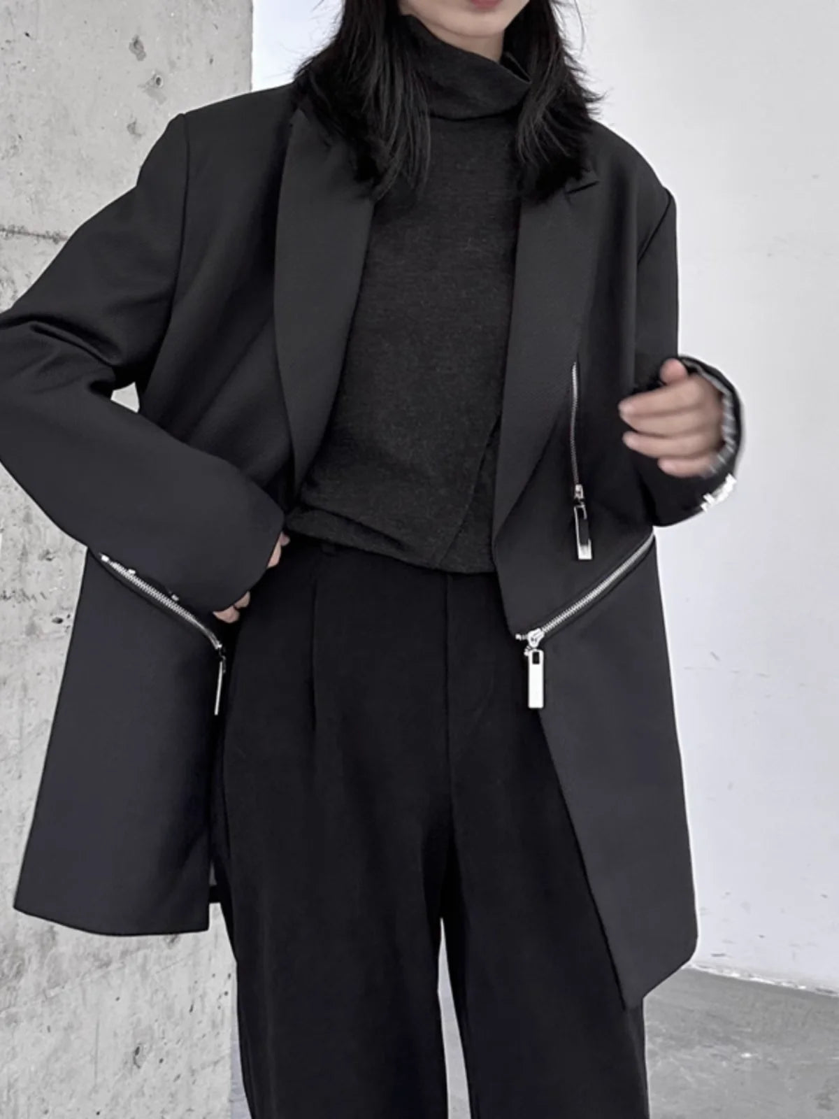 Karma Zipper Detailed Oversize Blazer