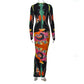 Aida Ink Print Long Sleeve Maxi Dress