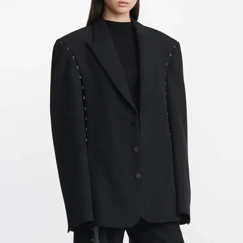 Victoria Oversized RIvet Detailed Blazer