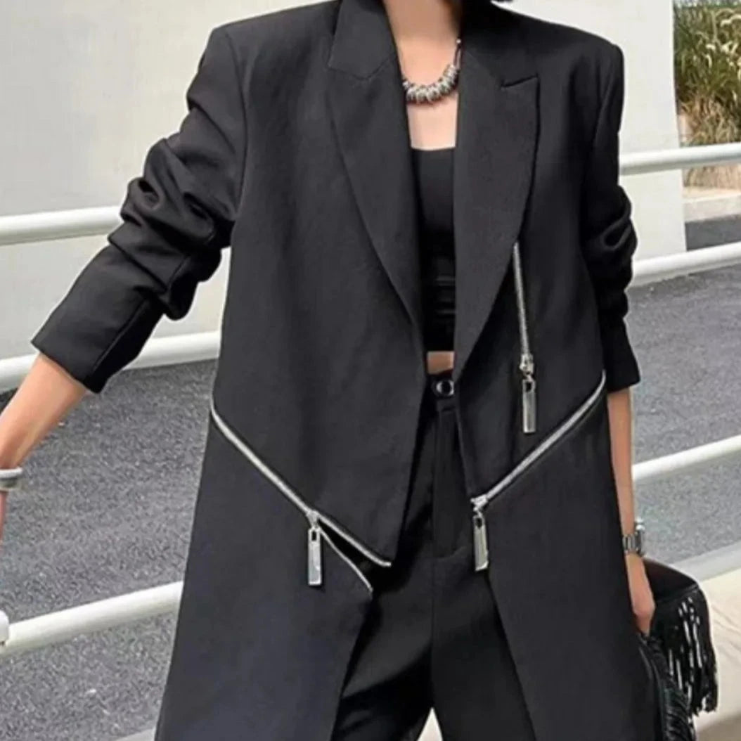 Karma Zipper Detailed Oversize Blazer