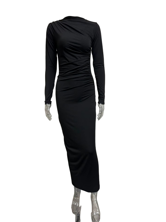 Bella Ruched Faux-Wrap Bodycon Maxi Dress