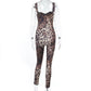 Monica Animal Print Jumpsuit W/Lace Detail