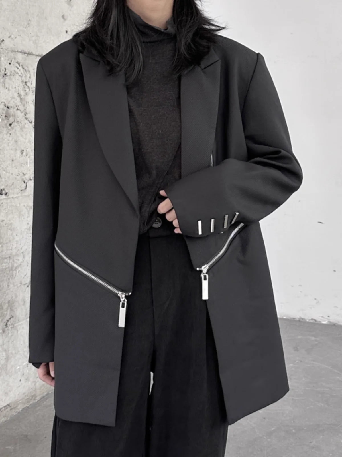 Karma Zipper Detailed Oversize Blazer