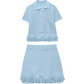 Light blue knitted outfit with a short-sleeve top and skirt 