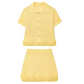 Yellow textured outfit with a short-sleeve top and skirt 