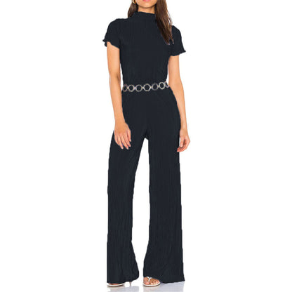 Two Piece Pleated Short Sleeve Pants Set