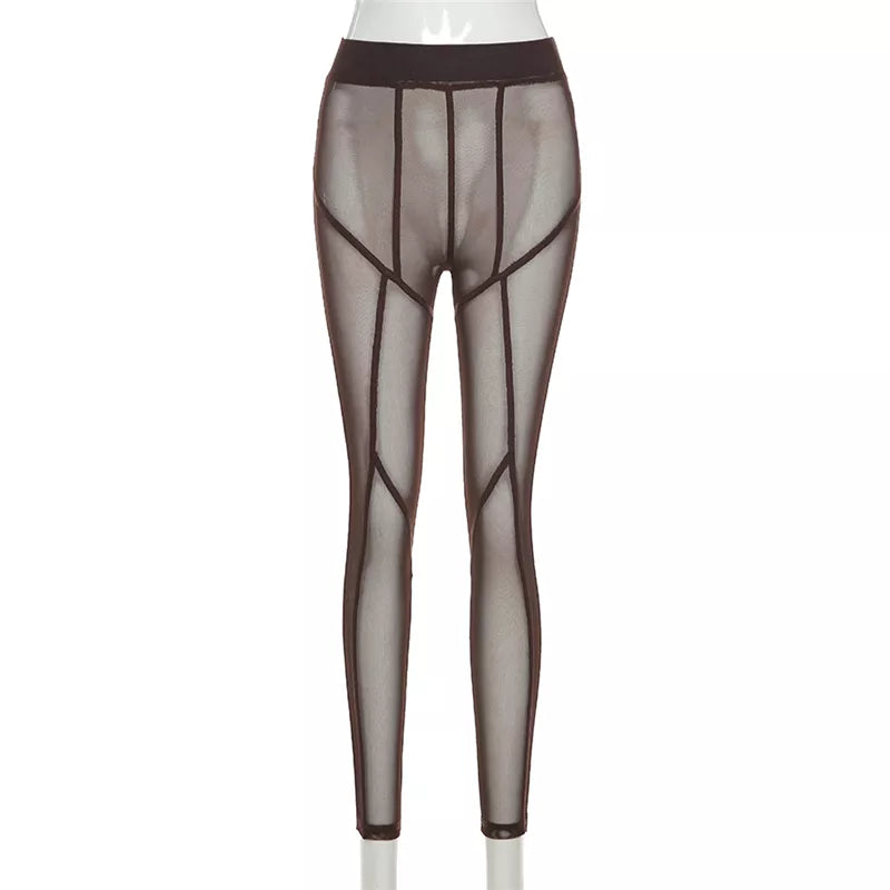 Transparent High Waisted Hip Lifting Mesh Leggings