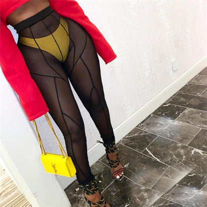 Transparent High Waisted Hip Lifting Mesh Leggings