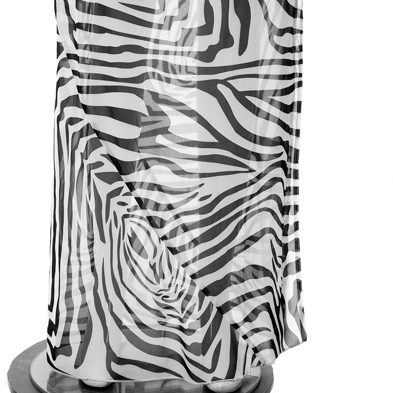 Sleeveless  Zebra Print Slip Style Maxi Dress