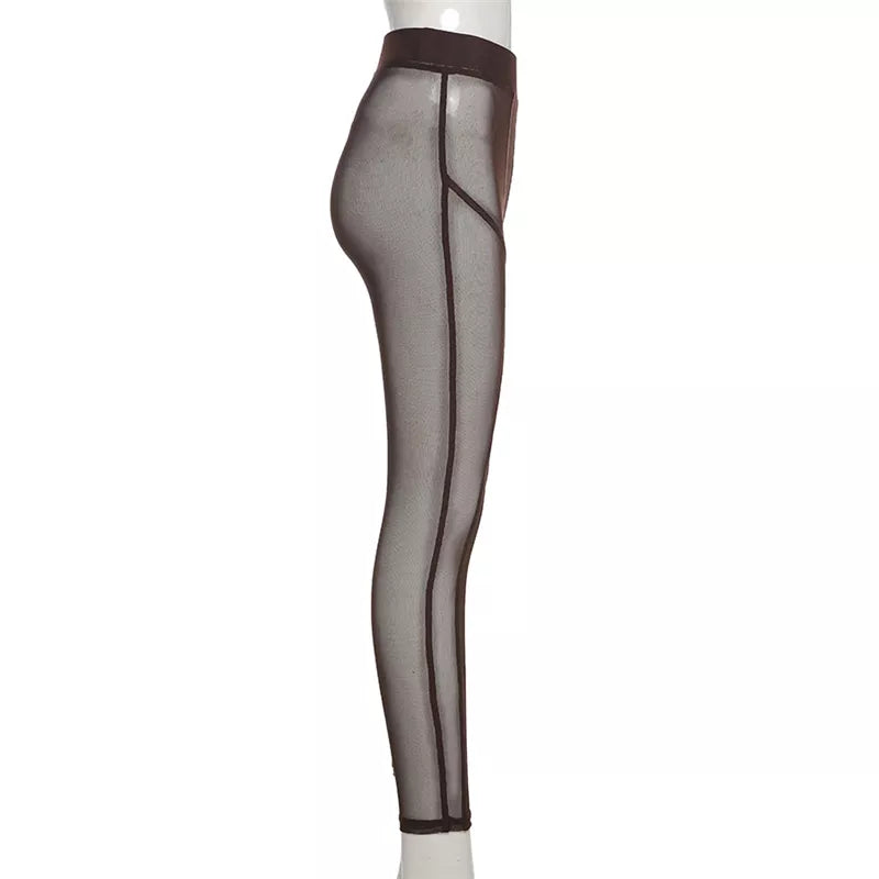 Transparent High Waisted Hip Lifting Mesh Leggings