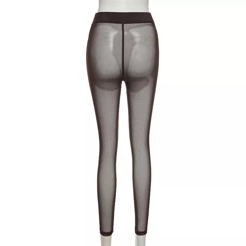 Transparent High Waisted Hip Lifting Mesh Leggings