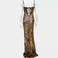 Sleeveless Leopard Print Maxi Slip  Dress